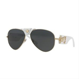 Versace Eyewear Medusa Aviator Sunglasses White